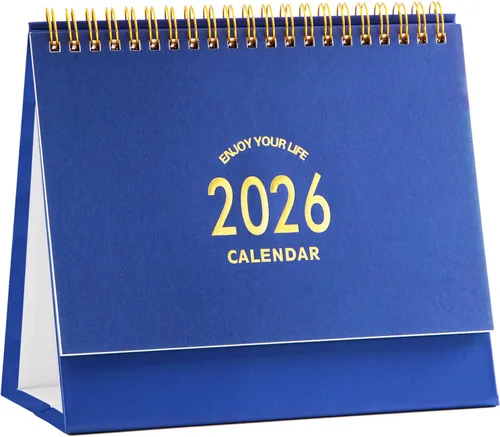 Miniatura 9 de Calendario de escritorio pequeño 2026-2027, calendario de escritorio abatible de pie de enero de 2026 a junio de 2027, calendario mensual de Rosa