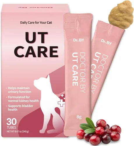 Doctor By UT Care Cat - Suplemento urinario de apoyo renal para UTI de gatos, tratamiento con arándano para la salud renal de gatos con Pacran,