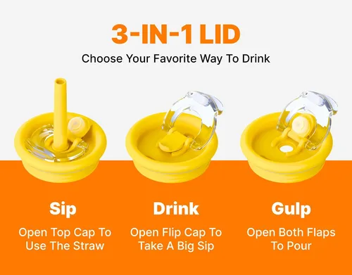 Miniatura 8 de VINUR Vaso para niños con asa - 14 oz de acero inoxidable con aislamiento al vacío de doble pared con tapa y pajita, vaso de agua de viaje