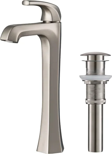 KRAUS Esta grifo de baño de una sola manija con drenaje emergente en acero inoxidable sin manchas, KVF-1210SFS