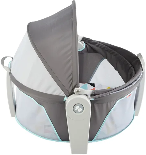 Miniatura 14 de Fisher-Price Moisés Portátil On-The-Go Baby Dome, Espacio de Juego de Viaje con Juguetes de Desarrollo para Recién Nacidos y Toldo, Windmill