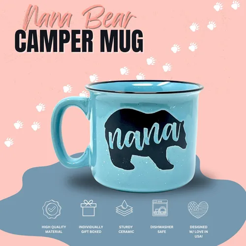 Miniatura 2 de Brooke & Jess Designs Nana Bear - Bonita taza de café, regalos para abuela, día de la madre, Navidad, cumpleaños (verde azulado)