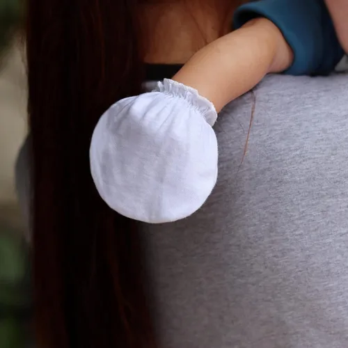 Miniatura 2 de RATIVE Guantes de algodón para bebé recién nacido sin arañazos para niños de 0 a 6 meses