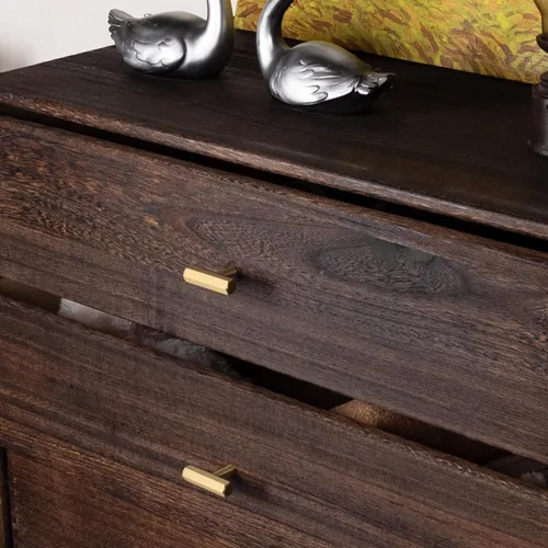 Miniatura 7 de QOGRISUN Paquete de 5 perillas de latón macizo para cajones hexagonales, manijas de un solo agujero, adecuadas para herrajes de cocina, baño, cómoda