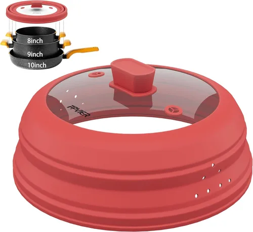 Miniatura 19 de Cubierta para salpicaduras de microondas, cubierta plegable de silicona para placa de microondas con vidrio para tapa protectora de salpicaduras