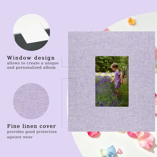 Miniatura 2 de Álbum de fotos de lino de 8 x 10 pulgadas, álbum de 26 páginas con capacidad para 52 fotos, carpeta de presentación de arte para almacenamiento