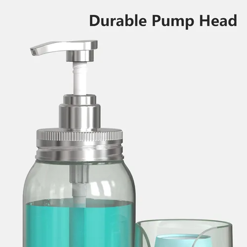 Miniatura 7 de Dispensador de enjuague bucal Luvan para baño, botella de bomba de enjuague bucal de 25 oz con portavasos, recipiente de enjuague bucal transparente