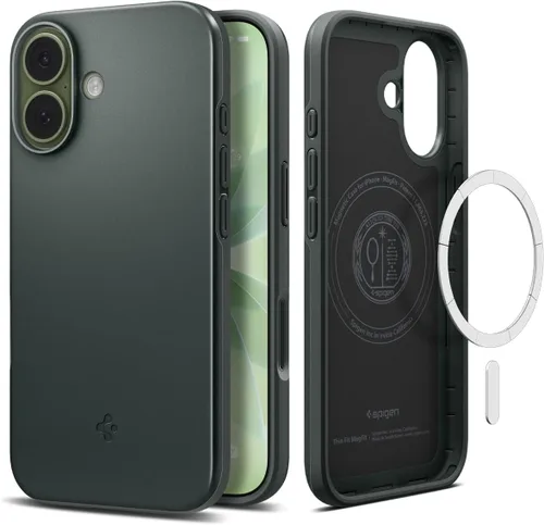 Miniatura 17 de Spigen Thin Fit MagFit Funda diseñada para iPhone 16 [Carcasa rígida] [Protección de grado militar] Compatible con MagSafe - Negro