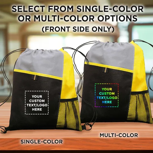 Miniatura 36 de DISCOUNT PROMOS Juego de mochilas con cordón no tejidas personalizadas de 10/50/100, paquete personalizado a granel