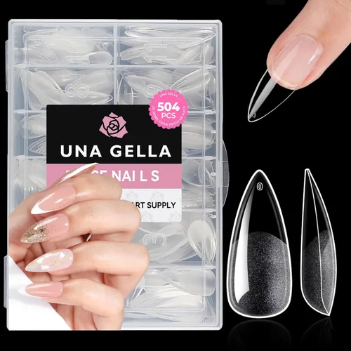 Miniatura 30 de UNA GELLA Puntas de uñas postizas extra cortas: 504 unidades de uñas cuadradas falsas preformadas XS, uñas cuadradas cortas a presión, puntas