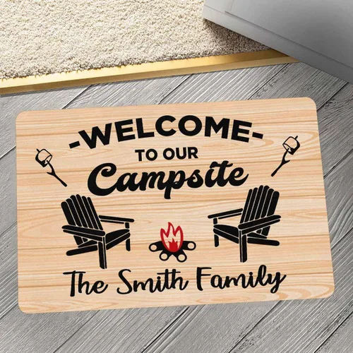 Miniatura 2 de Tapete personalizado para cámper de 24 x 16 pulgadas, para interior y exterior, con bienvenida a nuestro campamento, decoración personalizada