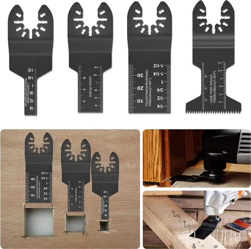 Miniatura 5 de 87 cuchillas oscilantes para herramientas, multiherramienta de liberación rápida de plástico de metal de madera, accesorios con papel de lija