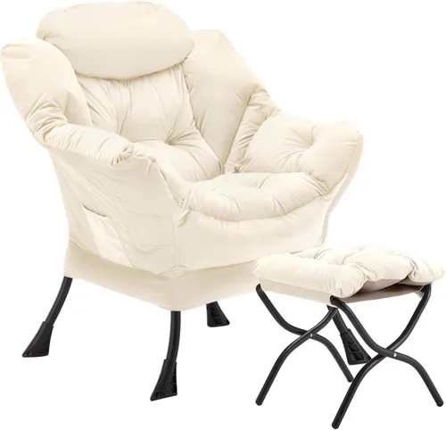 Miniatura 18 de Youtanic - Silla de Tela de Terciopelo Grueso y Acolchado, Cómoda Silla de Estar Contemporánea con Marco Estable, Sillón de Sofá de Ocio