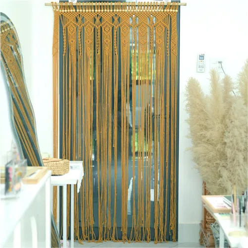 Miniatura 9 de Cortinas y cortinas colgantes de macramé, cortinas largas para sala de estar, cortina con borlas para puerta, cortina de cuentas para puertas