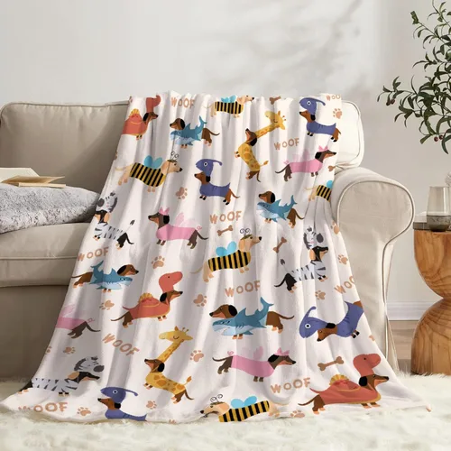 Manta de perro salchicha – Manta de forro polar súper suave, franela acogedora, aire acondicionado, regalo de Navidad y Acción de Gracias para