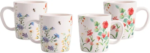 Miniatura 14 de Bico Blooming Moment - Juego de 4 tazas de café de cerámica, tazas de té grandes de 18 onzas con asa, tazas estéticas tipo latte para capuchino
