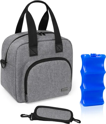 Luxja Bolsa enfriadora de leche materna con una bolsa de hielo (se adapta a 6 botellas, hasta 9 onzas), enfriador de leche materna para biberones de