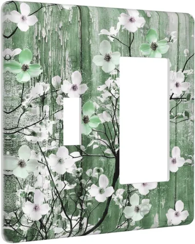 Miniatura 32 de Cubierta de interruptor de luz de 3 cuadrillas con diseño de flores azules púrpuras, cubierta de placa de pared de triple palanca, arbustos florales