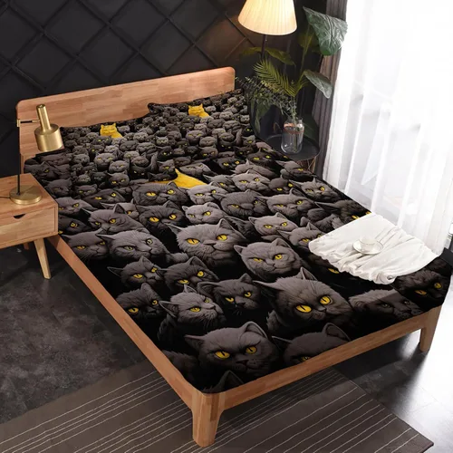 Miniatura 3 de Sábanas de gato tamaño individual – Sábanas y fundas de almohada de animales – 100% microfibra, estampado de alta cantidad de hilos, sábana