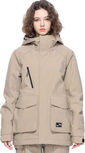 Miniatura 6 de Chaqueta de esquí para snowboard, nieve, invierno, impermeable, aislada, resistente al viento, holgada, cálida con capucha para hombres y mujeres