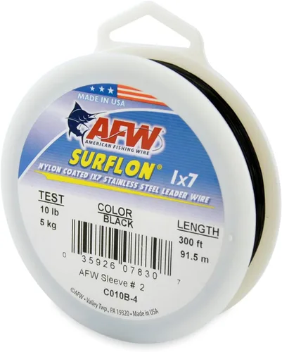 Miniatura 19 de Alambre de pesca americano Surflon recubierto de nailon 1x7 de acero inoxidable, línea líder de pesca para agua salada, prueba de 10 libras - prueba