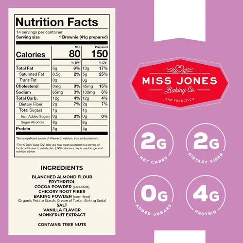 Miniatura 2 de Miss Jones Baking. Mezcla para Brownie Keto, sin azúcar añadida, naturalmente dulces, postres y golosinas. - Adecuadas para diabéticos, dietas