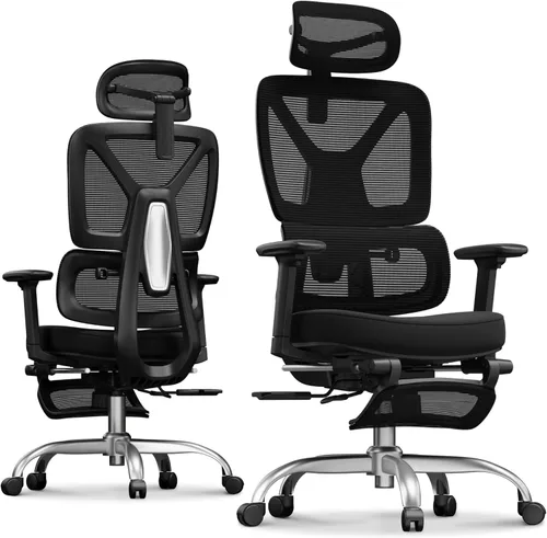 Miniatura 24 de FLEXISPOT ErgoX Premium - Silla de Oficina Ergonómica Premium con Reposapiés - Reposabrazos 3D Ajustables, Soporte Lumbar Dinámico, Función de Crema