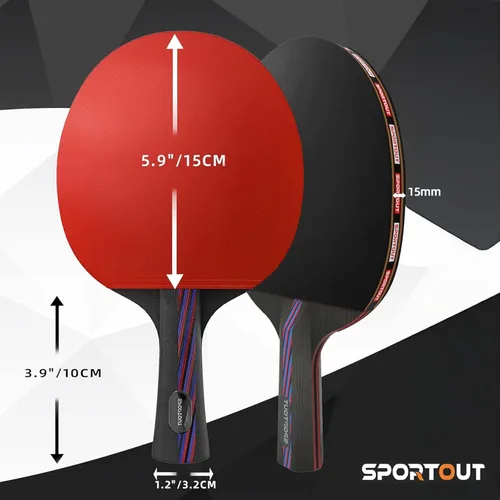 Miniatura 5 de Sportout Juegos de palas de ping pong, remo de tenis de mesa portátil con estuche de almacenamiento, raqueta de tenis de mesa premium