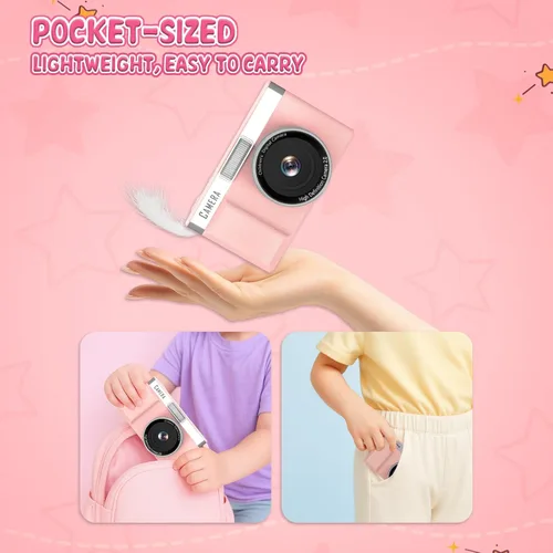 Miniatura 5 de Cámara digital para niños FHD 1080P Cámara digital para niños con tarjeta de 32 GB, pantalla abatible de 2 pulgadas de 180 ° con soporte para cámara