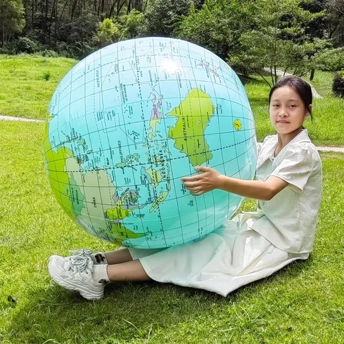 -Globo geográfico gigante de 36 pulgadas, globo inflable, globo educativo de PVC mapa del mundo, diámetro 35.4 in