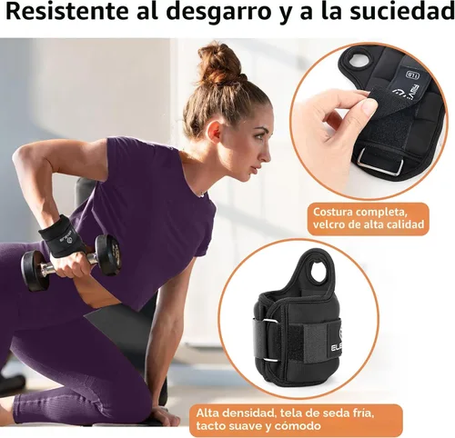 Miniatura 6 de ELEAMY - Pesas de muñeca con cierre de bucle para pulgar para mujeres y hombres, 0.5 lb*2/1 lb*2/1.5 lb*2/2 lb*2/3 lb*2, tela de seda de hielo