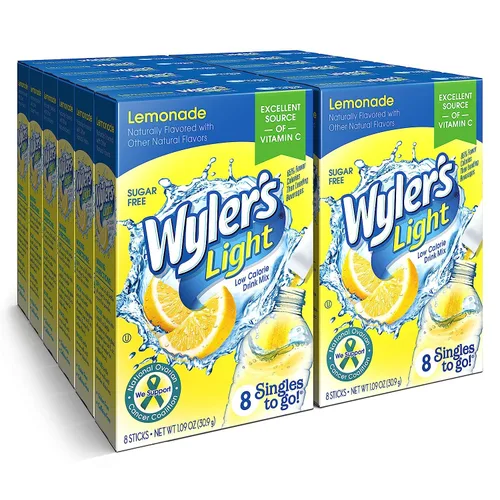 Miniatura 17 de Wyler's Light Paquetes de polvo Singles to Go, mezcla de bebida de agua, paquete variado de 40 unidades, limonada rosa, fresa y arándanos, sin