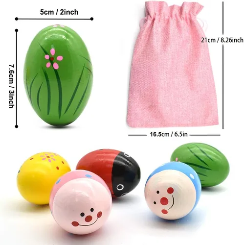 Miniatura 3 de Hayder Huevos de Pascua de madera, juguetes Maracas para niños, agitadores de mano musicales de percusión para recuerdos de fiesta, suministros