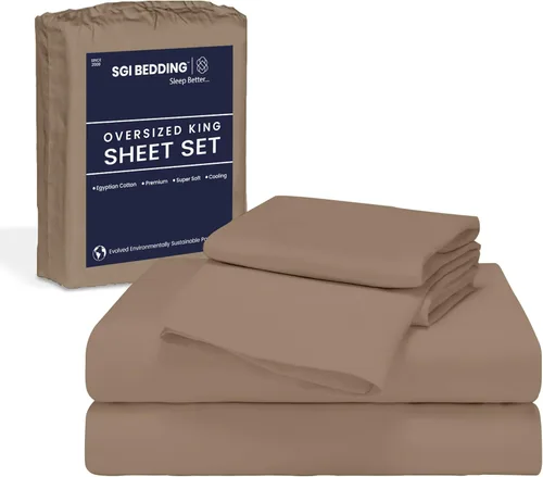 Miniatura 19 de SGI Bedding 108" x 108" Juego de sábanas de 4 piezas de tamaño Alaskan King de 1000 hilos 100% de algodón egipcio - Sábanas de bolsillo profundo