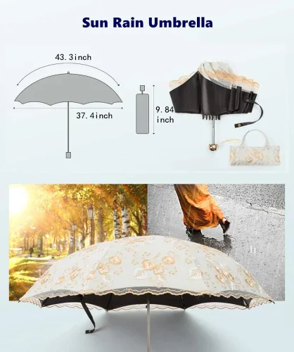 Miniatura 127 de Honeystore - Parasoles de encaje de flores para fiesta de boda, paraguas nupcial de encaje