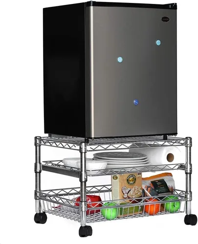 SI Shelving Inc. - Mini carrito de nevera de 18 pulgadas de profundidad x 24 pulgadas de ancho x 14 pulgadas de alto para dormitorios con estante