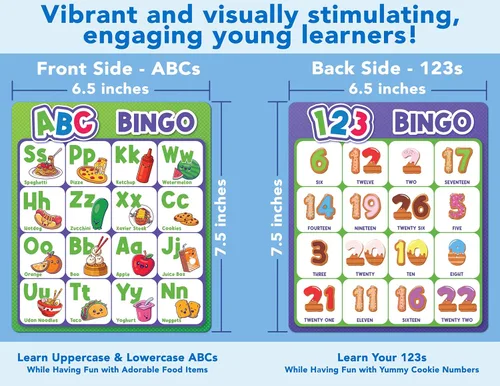 Miniatura 4 de Party Hearty Juego de mesa de bingo del alfabeto y número, ABC y 123 para niños de jardín de infantes y preescolares que aprenden a leer, 2 Edición