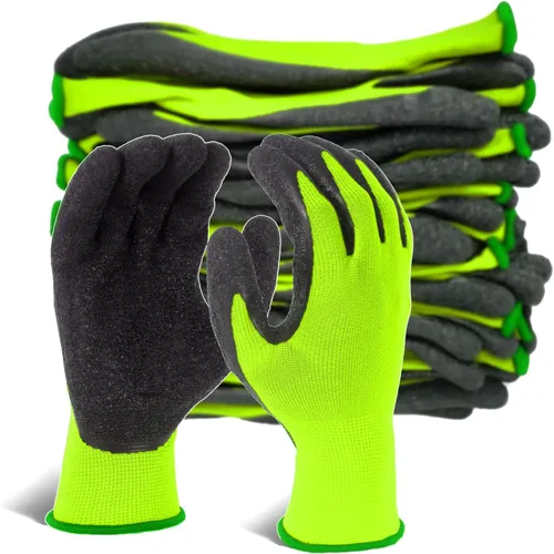 Evridwear Guantes de trabajo de seguridad con recubrimiento de goma de látex arrugado aplicado a mano para hombres y mujeres, uso general múltiple,