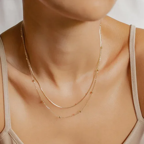 Miniatura 3 de IEFWELL Collar de cadena de oro para mujer, collares de oro de 14 quilates para mujer, collares de cadena de moda para mujer, joyería de oro de moda