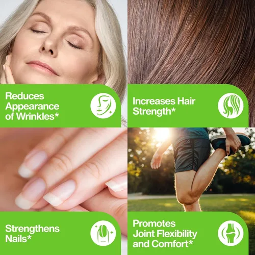 Miniatura 5 de Suplemento de péptidos de colágeno hidrolizados para mujeres y hombres - Soporte para articulaciones, cabello, piel y uñas - Alimentado con pasto