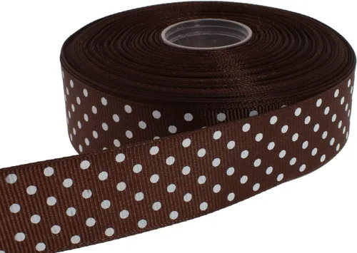 Miniatura 29 de Cinta de grogrén de lunares de 25 yardas cada rollo 100% poliéster (1 pulgada, beige)