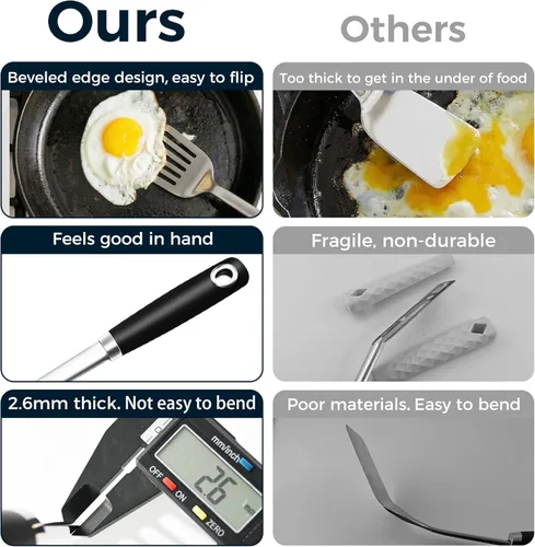 Miniatura 2 de Juego de utensilios de cocina de acero inoxidable 18/0, utensilios de cocina resistentes para uso diario, fiesta, boda, casa nueva, aptos para Negro