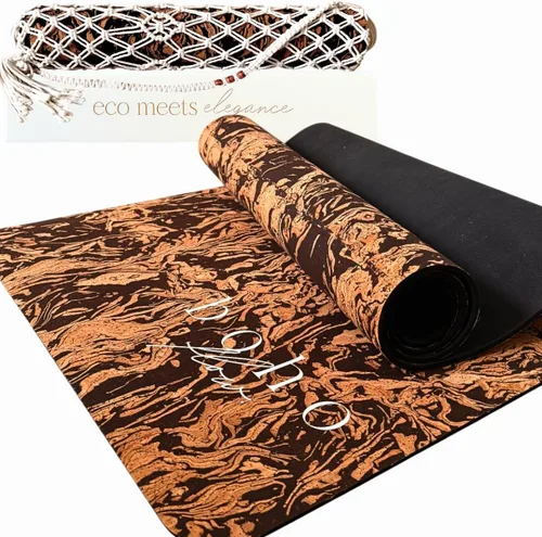 Tapete de yoga de corcho de lujo grande de 72 x 26 pulgadas, superficie de corcho revolucionaria y respaldo de goma natural de 0.197 in de grosor