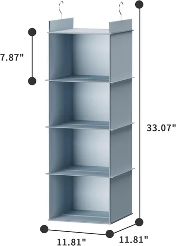 Miniatura 3 de YOUDENOVA Organizador colgante de armario, 4 estantes colgantes para armario, color gris