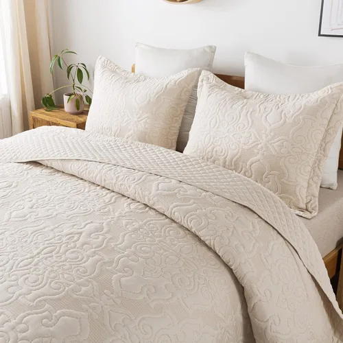 Miniatura 49 de Travan Juego de Edredón de 3 Piezas Tamaño King Colcha Acolchada Ligera Juego de Cubrecama Reversible con Estampado Floral Juego de Ropa de Cama