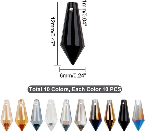 Miniatura 2 de AHANDMAKER Cuentas de vidrio de lágrima, Poliéster Plástico Vidrio Nylon, vidrio