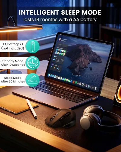 Miniatura 6 de E-YOOSO Ratón inalámbrico ergonómico cómodo con botones laterales y dongle USB, batería máxima de 4800 DPI, modo dual Bluetooth 2.4G