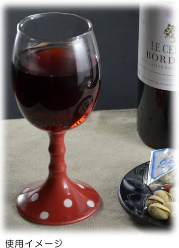 Miniatura 2 de Arita Ware Romántico Copa de vino (con caja de presentación), lunares (rojo)
