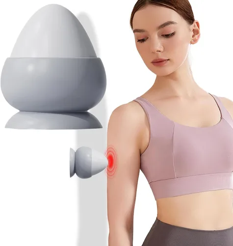 Bola de masaje montable con ventosa, herramienta de terapia de punto de activación, masajeador de presión manual autodirecido para aliviar el Gris