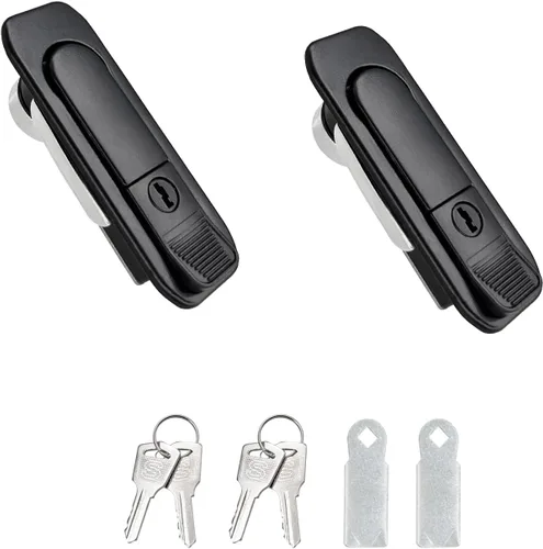 Cerradura emergente de panel de gabinete eléctrico con botón para puerta, color negro con llaves (negro, llaves)